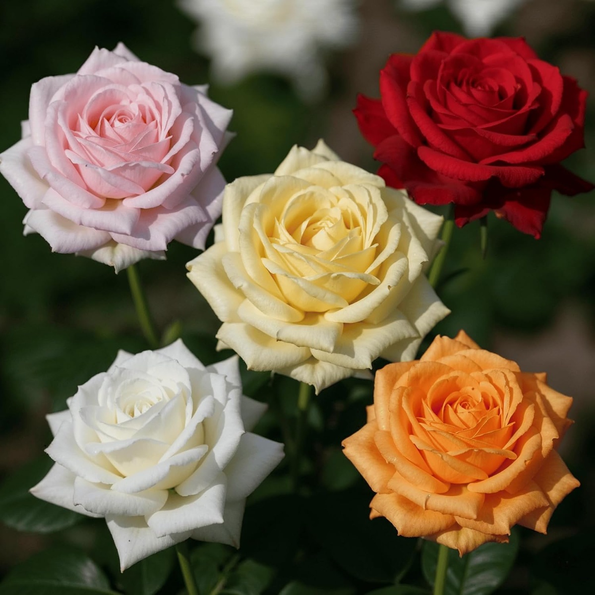 Rose Collection (White+Red+Yellow+Pink+Orange) (5 plants) - for Sale Rose Collection (White+Red+Yellow+Pink+Orange) (5 plants)