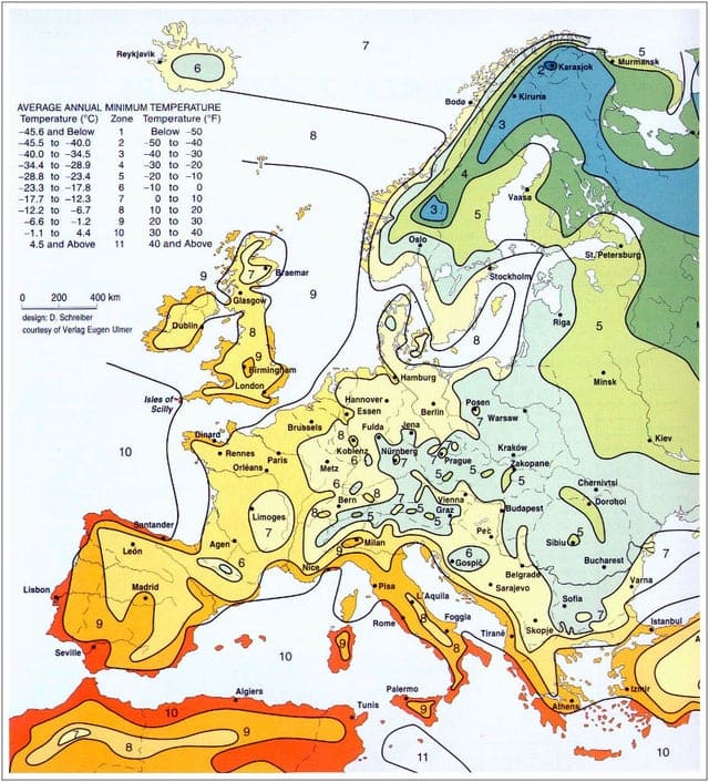 Europæiske hårdførheds- og klimazoner